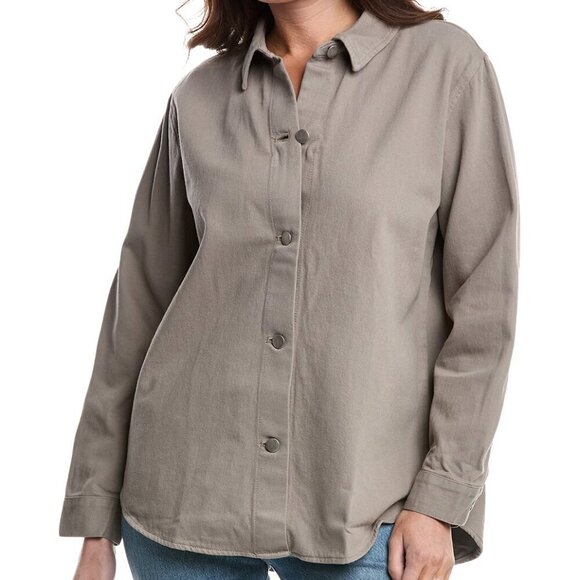 Eileen Fisher Classic Collared Jacket Women Size 2X Brown - Picture 2 of 12